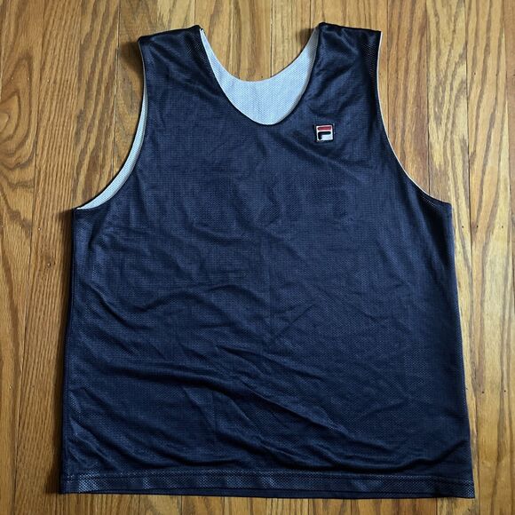 Fila Mesh Tank Top Sz S/M Blue White Reversible Basketball Train Outdoor Jersey - Picture 3 of 6